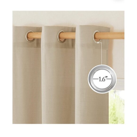 2 pc Linen Curtains Privacy with Light Filtering incld 2 pc Holdbacks Angora-Tan - Picture 5 of 7